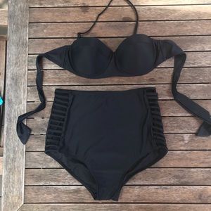 Black High Waisted Bikini L